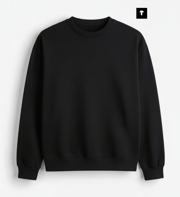 BLACK- BASIC SWEATSHIRT