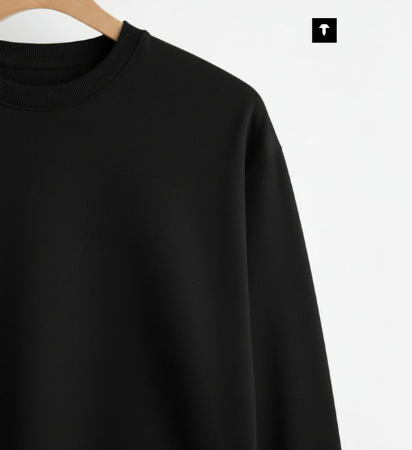 BLACK- BASIC SWEATSHIRT